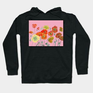 Red Orange Yellow Poppies Art Watercolor Hoodie